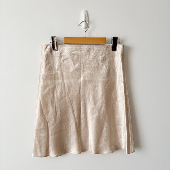 Aritzia Babaton Slip Mini Skirt Nude Champagne Size 10 - Picture 3 of 6
